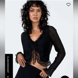 Princess Polly lace tie front blouse